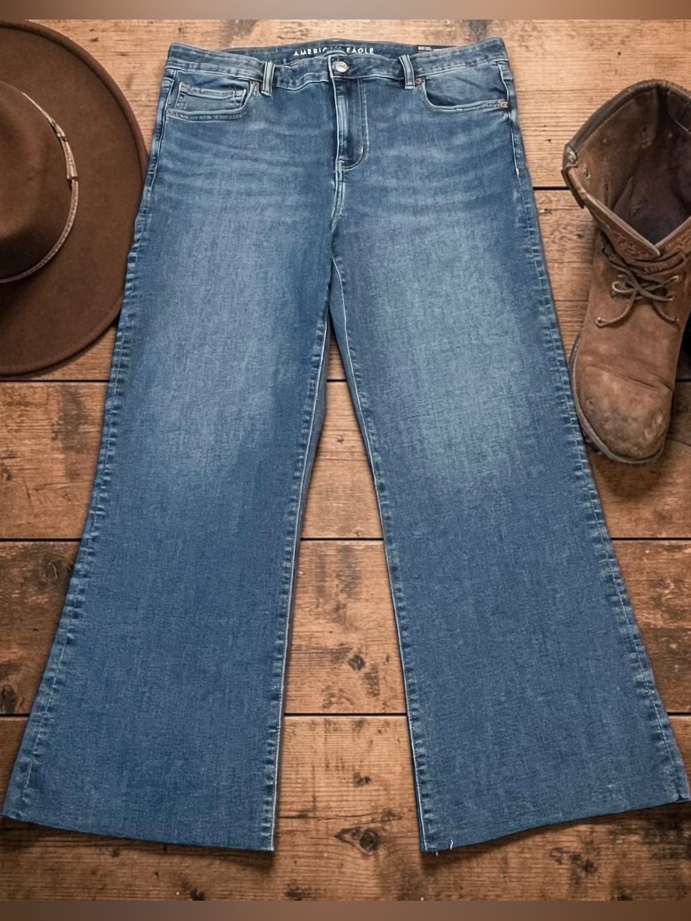 NWT American Eagle Kick Boot Crop Jeans 14R 32W High Rise Next Level Stretch